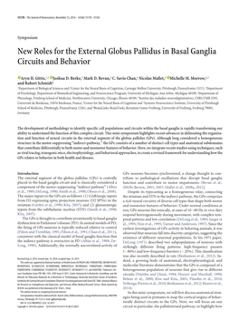 New Roles for the External Globus Pallidus in Basal Ganglia Circuits and Behavior