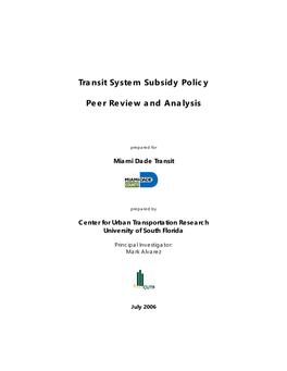 Transit System Subsidy Policy Peer Review and Analysis” ______