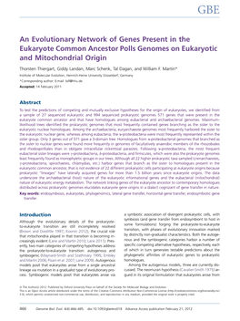 An Evolutionary Network of Genes Present in the Eukaryote Common Ancestor Polls Genomes on Eukaryotic and Mitochondrial Origin