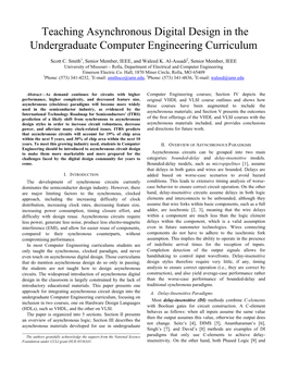 Teaching Asynchronous Digital Design in the Undergraduate Computer Engineering Curriculum
