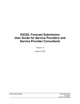 EXCEL Forecast Submission User Guide for Service Providers and Service Provider Consultants