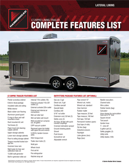 LT-20PRO Lining Trailer Features List