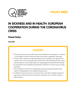 European Cooperation During the Coronavirus Crisis