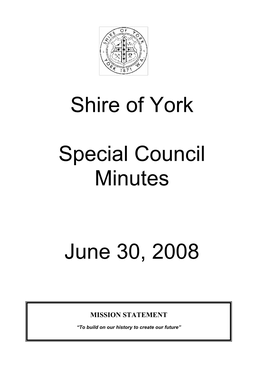 Shire of York Special Council Minutes June 30, 2008