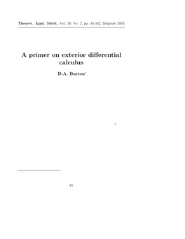 A Primer on Exterior Differential Calculus