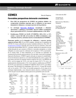 CEMEX Favorables Perspectivas Detonarán Crecimiento @Analisis Fundam