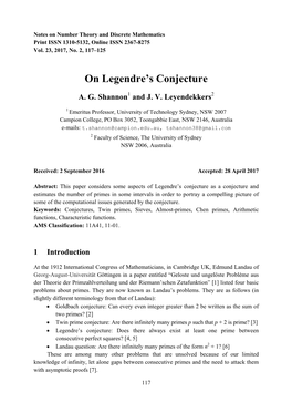 On Legendre's Conjecture