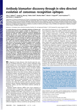 Antibody Biomarker Discovery Through in Vitro Directed Evolution of Consensus Recognition Epitopes