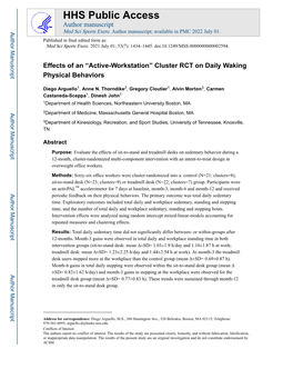 Effects of an “Active-Workstation” Cluster RCT on Daily Waking Physical Behaviors