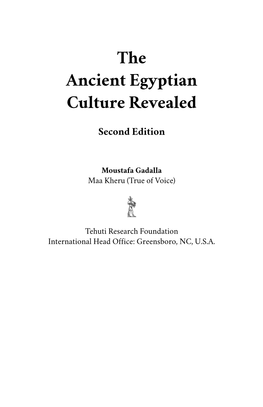 The Ancient Egyptian Culture Revealed, 2Nd