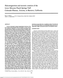 Paleomagnetism and Tectonic Rotation of the Lower Miocene Peach Springs Tuff: Colorado Plateau, Arizona, to Barstow, California