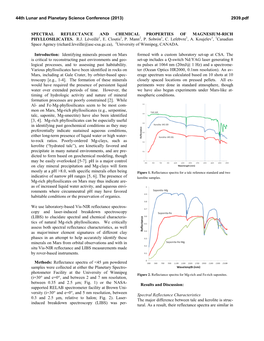 Spectral Reflectance and Chemical Properties of Magnesium-Rich Phyllosilicates