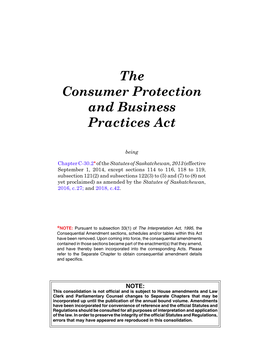 The Consumer Protection and Business Practices Act