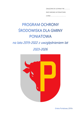 Program Ochrony Środowiska Dla Gminy Poniatowa Na Lata 2019-2022 Z Uwzględnieniem Lat 2023-2026