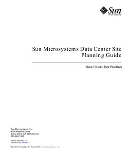 Sun Microsystems Data Center Site Planning Guide