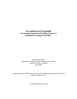 «La Maison Où J'ai Grandi»