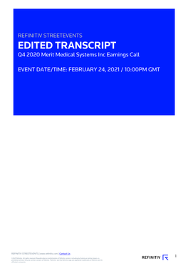 TRANSCRIPT Q4 2020 Merit Medical Systems Inc Earnings Call