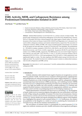 ESBL Activity, MDR, and Carbapenem Resistance Among Predominant Enterobacterales Isolated in 2019