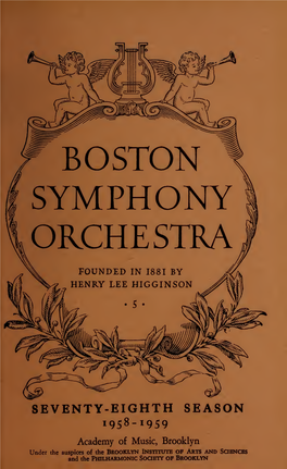 Boston Symphony Orchestra Concert Programs, Season 78, 1958-1959