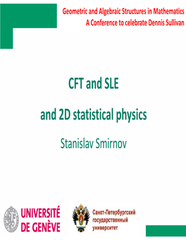 CFT and SLE and 2D Statistical Physics