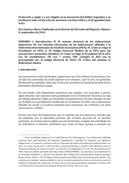 El Derecho a Elegir Y a Ser Elegido En La Asociación Del Fútbol Argentino Y Su Incidencia Sobre El Derecho De Asociarse Con Fines Útiles Y El De Igualdad Ante La Ley