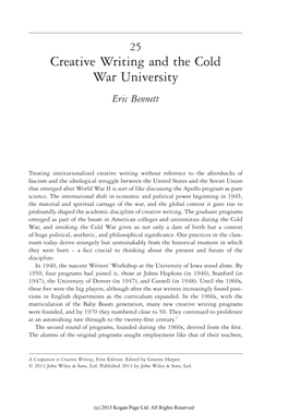 Creative Writing and the Cold War University Eric Bennett