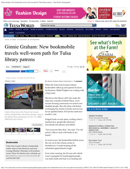 Ginnie Graham: New Bookmobile Travels Well-Worn Path for Tulsa Library Patrons - Tulsa World: Ginniegraham