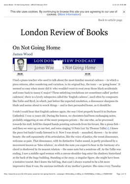 On Not Going Home · LRB 20 February 2014 2/15/14, 9:05 AM