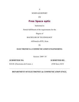 Free Space Optical Communication