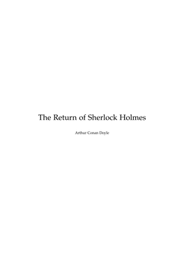 The Return of Sherlock Holmes