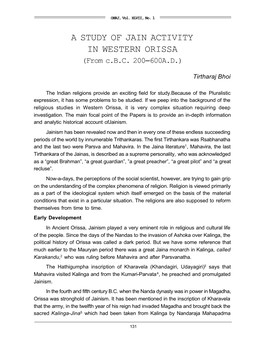 A STUDY of JAIN ACTIVITY in WESTERN ORISSA (From C.B.C