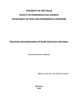 Chemical Characterization of South American Red Wines