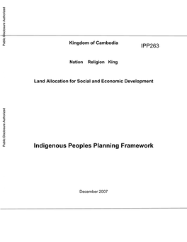 Kingdom of Cambodia Public Disclosure Authorized IPP263