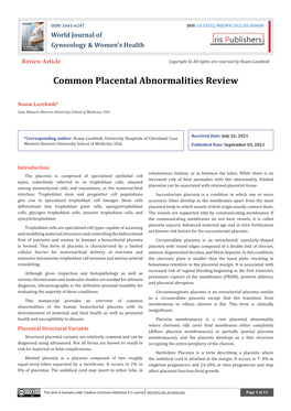 Common Placental Abnormalities Review