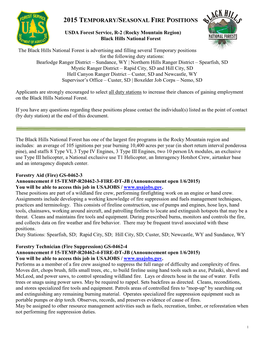 2015 Temporary/Seasonal Fire Positions