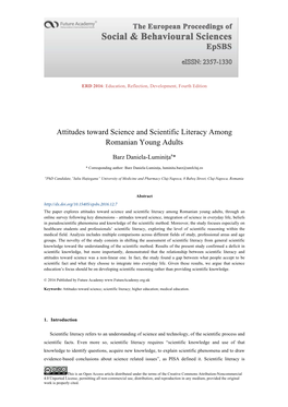 Attitudes Toward Science and Scientific Literacy Among Romanian Young Adults