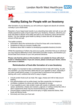 Healthy Eating for People with an Ileostomy