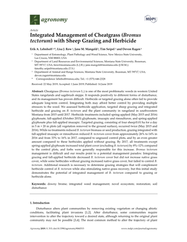 Bromus Tectorum) with Sheep Grazing and Herbicide