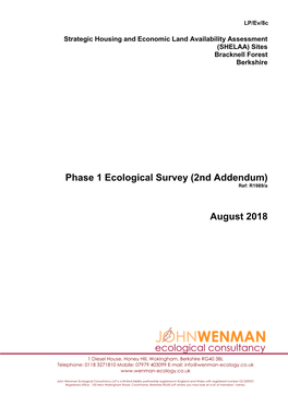 Phase 1 Ecological Survey (2Nd Addendum) Ref: R1989/A
