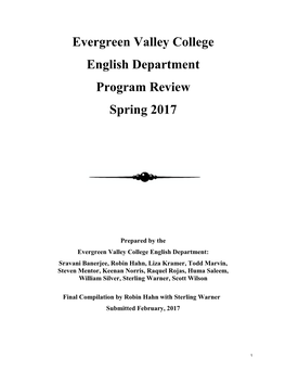 Evergreen Valley College English Department Program Review Spring 2017