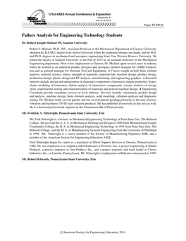 Failure Analysis for Engineering Technology Students