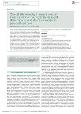 Clinical Ethnography in Severe Mental Illness