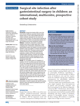 Surgical Site Infection After Gastrointestinal Surgery in Children: an International, Multicentre, Prospective Cohort Study