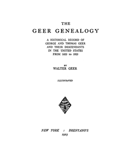 Geer Genealogy