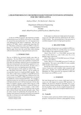 A High Performance Microprocessor with Dsp Extensions Optimized for the Virtex-4 Fpga