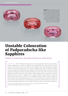 Unstable Colouration of Padparadscha-Like Sapphires Michael S