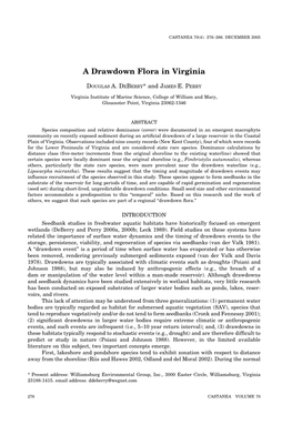 Deberry, D.A. and J.E. Perry. 2005. a Drawdown Flora in Virginia