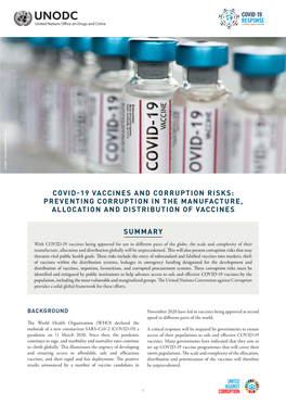 Covid-19 Vaccines and Corruption Risks: Preventing Corruption in the Manufacture, Allocation and Distribution of Vaccines