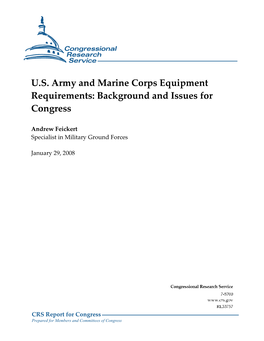 U.S. Army and Marine Corps Equipment Requirements: Background and Issues for Congress
