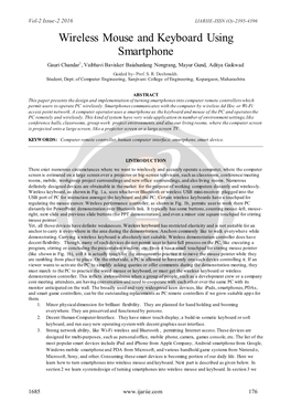 Wireless Mouse and Keyboard Using Smartphone Gauri Chandar1, Vaibhavi Bavisker, Baiahunlang Nongrang, Mayur Gund, Aditya Gaikwad Guided By- Prof